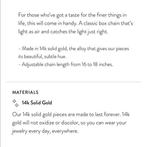 SOLD - (Brand new) Mejuri baby box chain necklace - 14k yellow gold - Picture 9 of 9